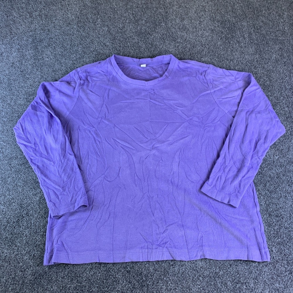 Uniqlo Heattech Fleece Crew Neck Long Sleeve T-Shirt Womens XL Purple Pullover
